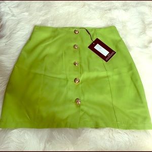 Petite Green Button Detail Mini Skirt